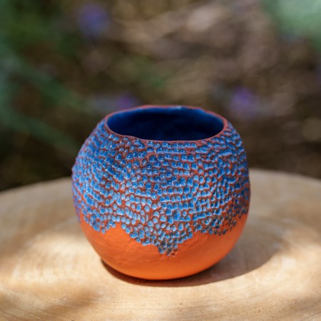 Vase boule Terracotta et bleu