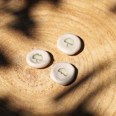 Worry Stone en céramique - Ginkgo