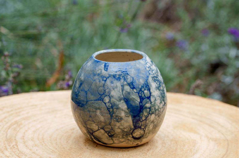 Vase Boule Bulles Bleu de Sèvres